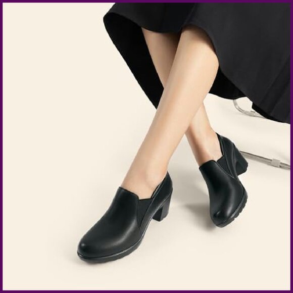 Low Chunky Block Heel Pumps Slip-On Loafers Dress Work Shoes - Picture 3 of 8